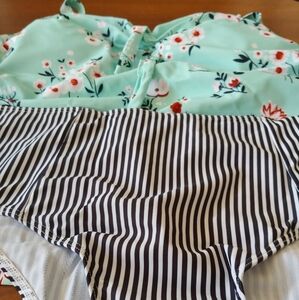 Floral and Striped Swimsuit perfect condition new in package